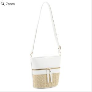 Fashion White and Straw Crossbody Bag